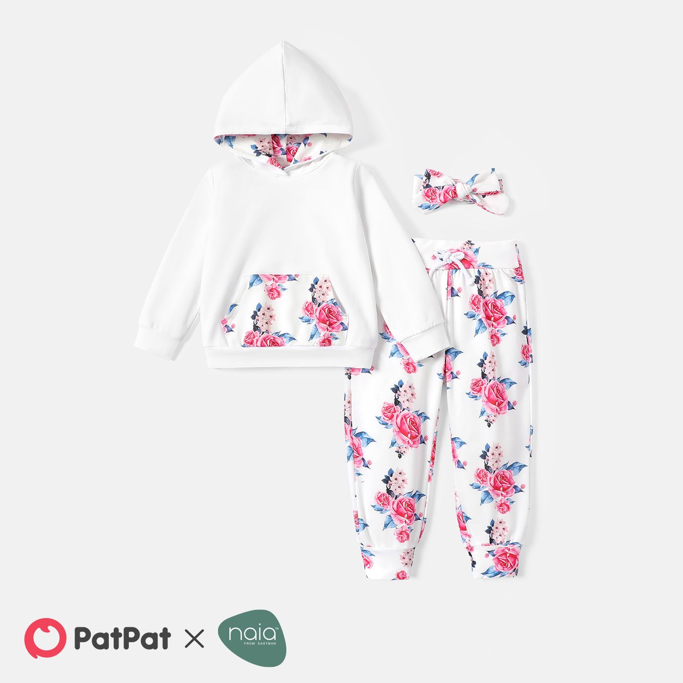 

Naia 2pcs Toddler Girl Floral Print Hoodie Sweatshirt and Elasticized Pants Set