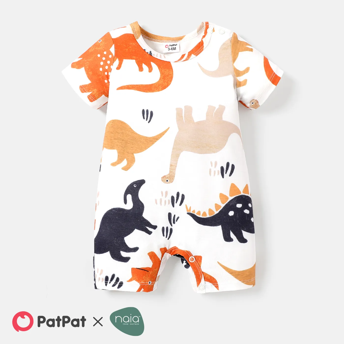 Naia™ Baby Boy Allover Dinosaur Print Short-sleeve Romper Colorful big image 1
