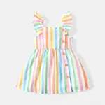 Baby Girl Stripe / Plaid / Solid Flutter-sleeve Dress rayas de colores
