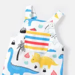 Baby Boy Allover Colorful Dinosaur Print Overalls White image 3