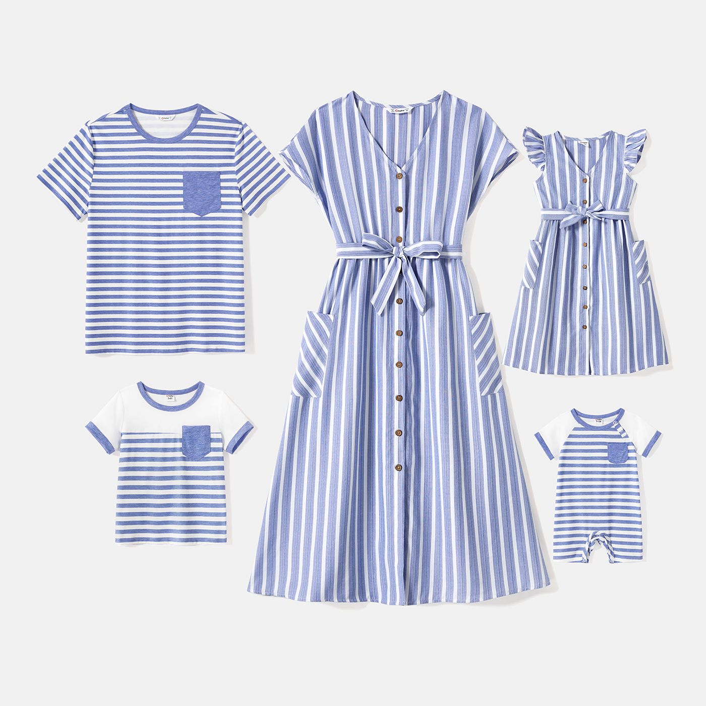 

Family Matching Colorful Stripe Dresses and Short-sleeve T-shirts Sets
