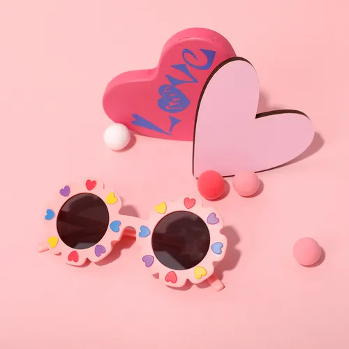 anteojos con montura floral para niños pequeños / niños con decoración de corazón (con estuche para anteojos)