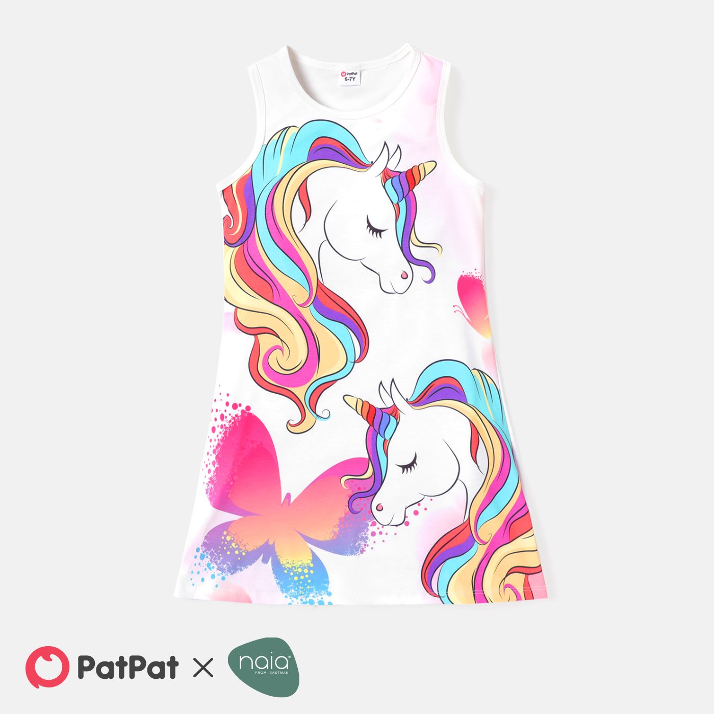 

Kid Girl Naia Unicorn Print Sleeveless Dress