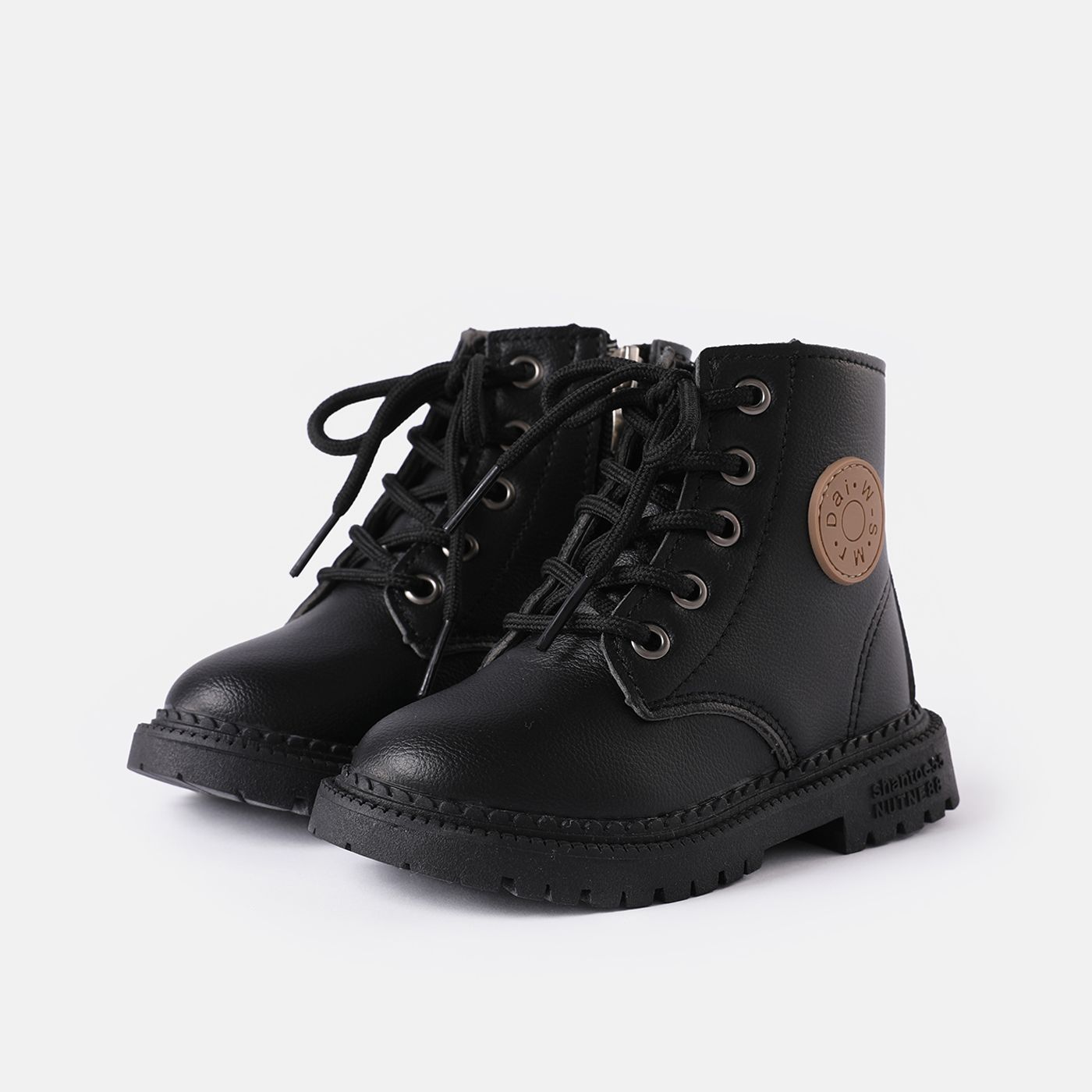 

Toddler / Kid Lace Up Front Side Zip Combat Boots