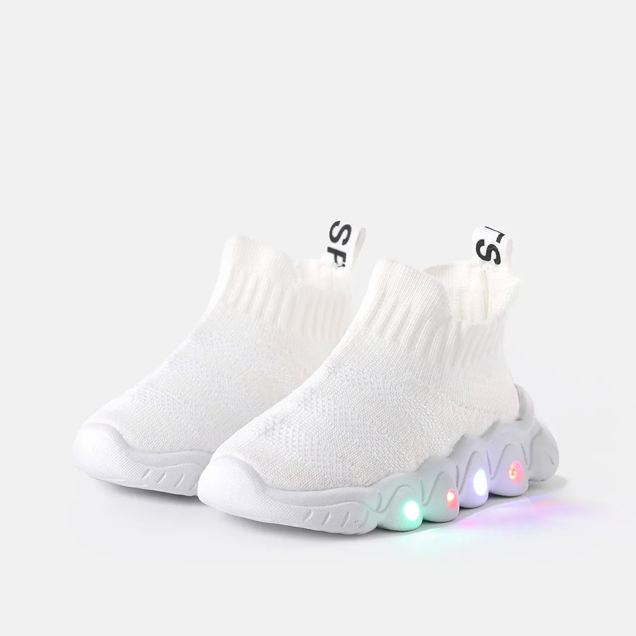 Toddler / Kid Trendy  LED Sock Sneakers White big image 1