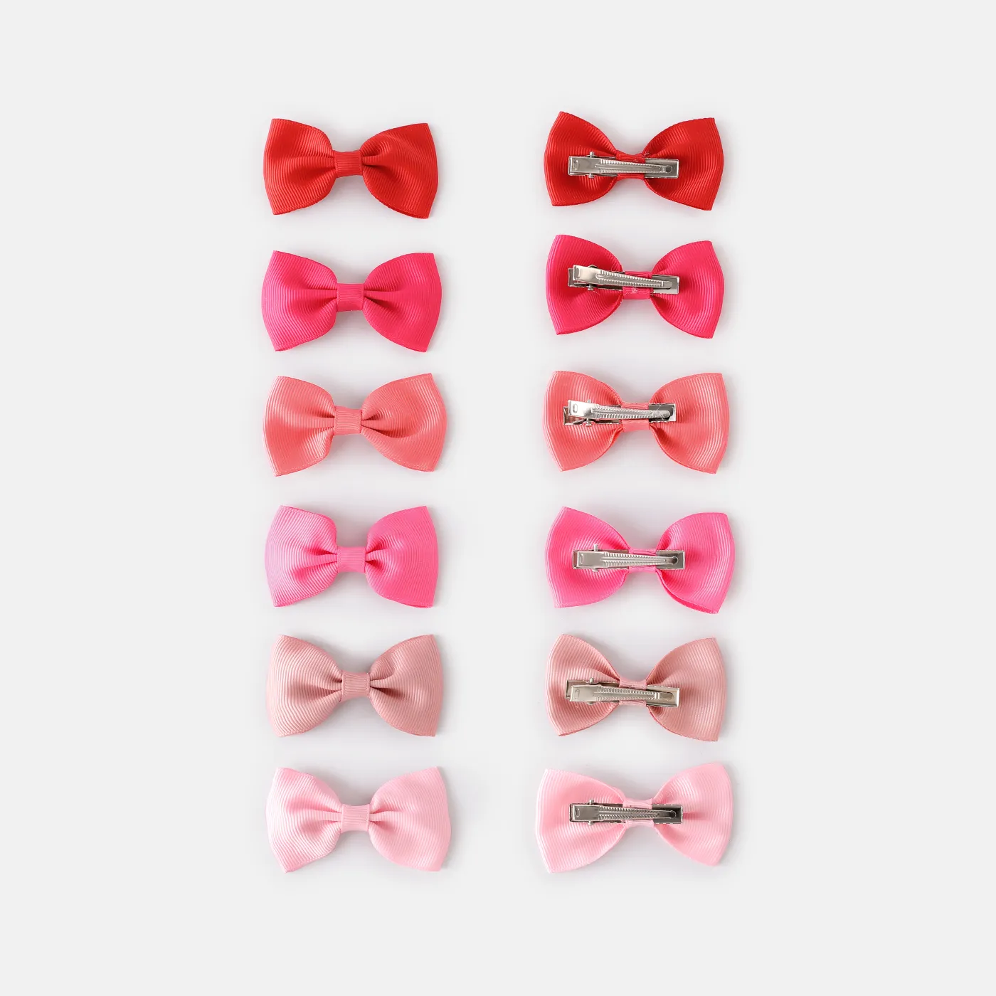 

12-pack Plain Ribbed Bow Hair Clips for Girls