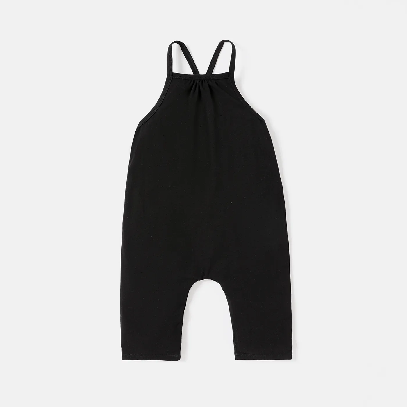 Toddler Girl/Boy Solid Color Cotton Sleeveless Jumsuits Black