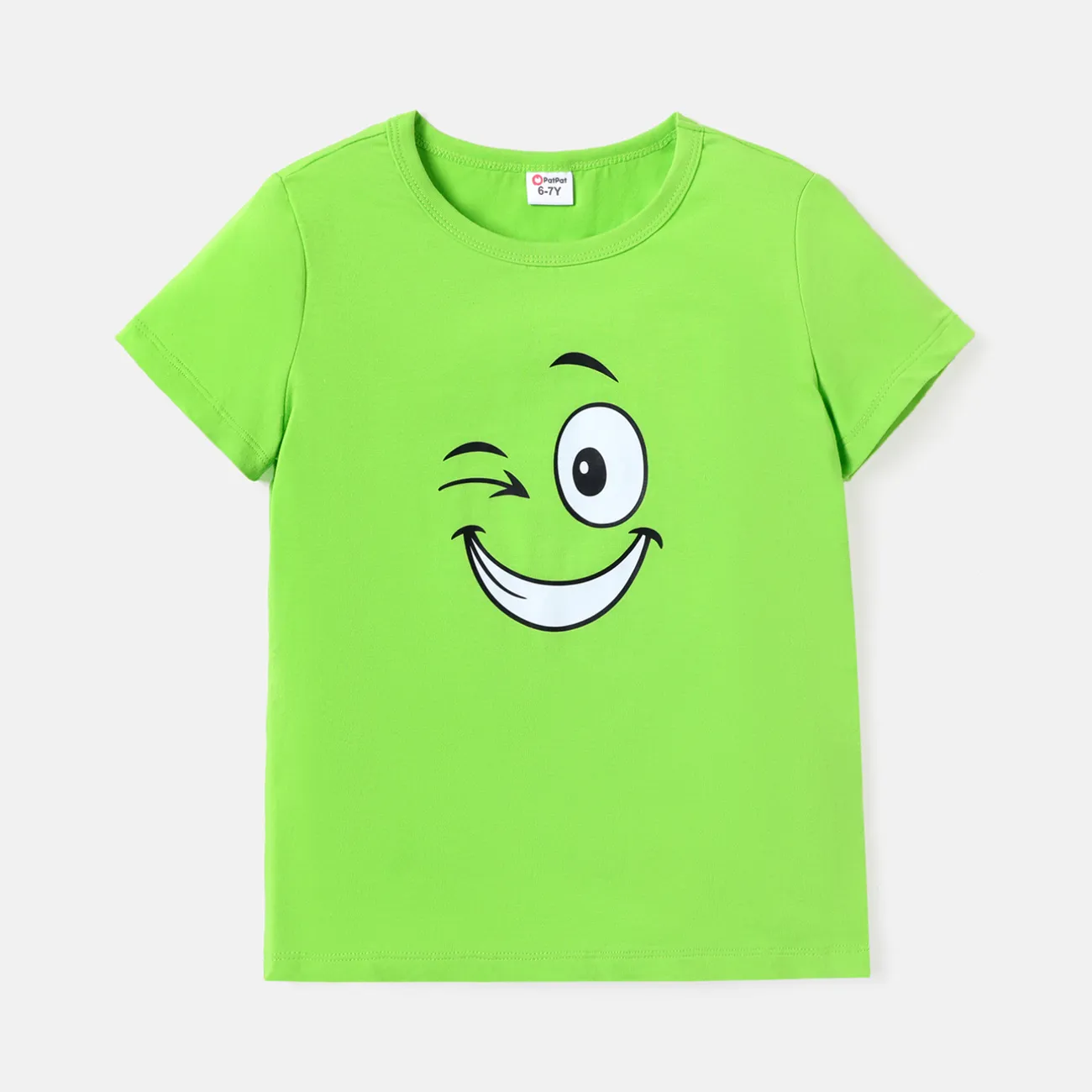 Kid Girl/Boy Graphic Short-sleeve Cotton Tee Green big image 1