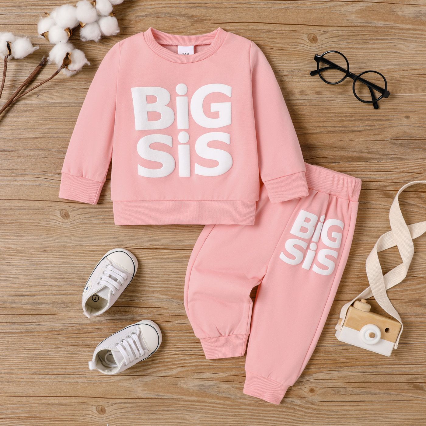 

2pcs Baby Boy/Girl Long-sleeve Letter Print Sweatshirt & Sweatpants Set