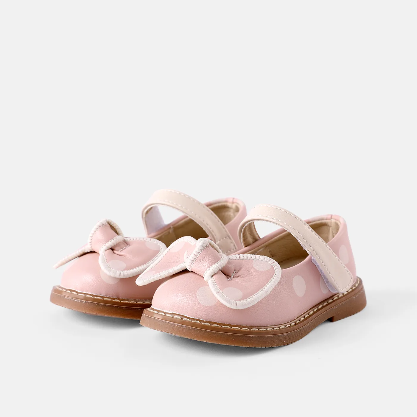 Toddler / Kid Bow Decor Polka Dots Flats Pink image 2