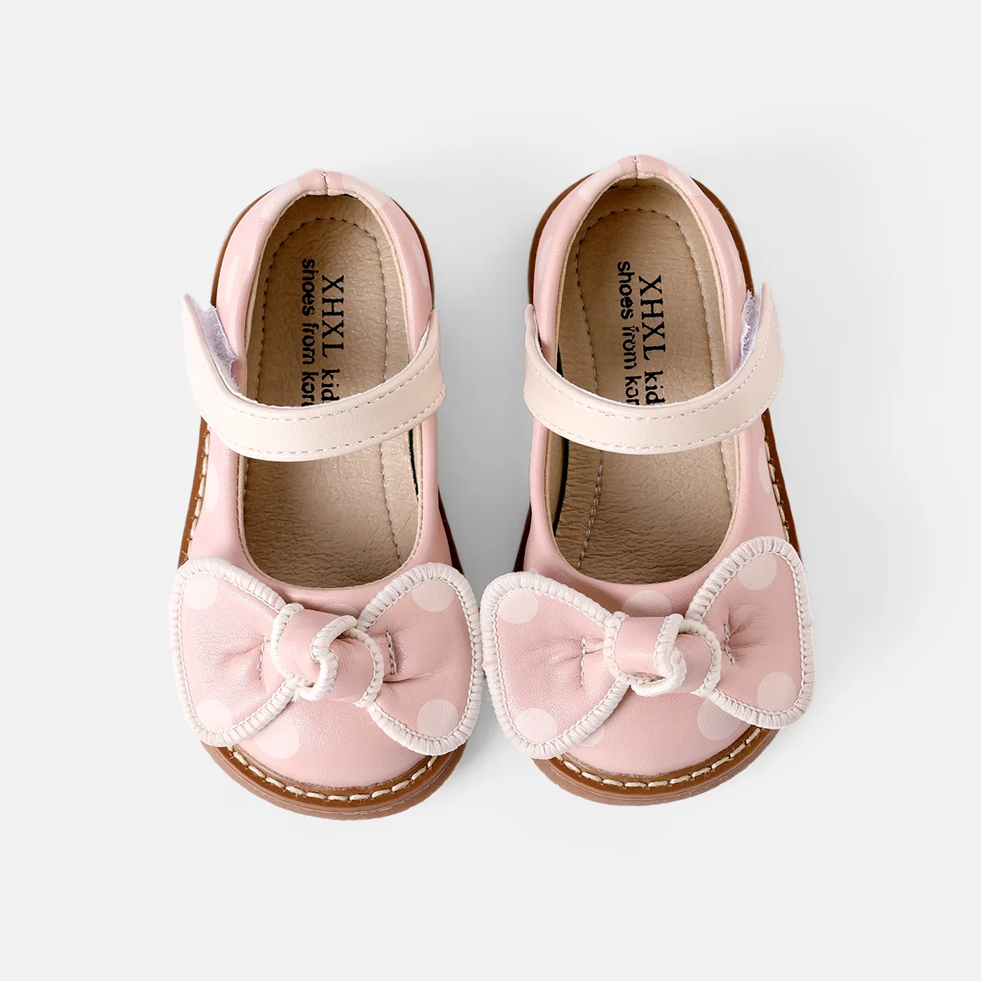 Toddler / Kid Bow Decor Polka Dots Flats Pink big image 1