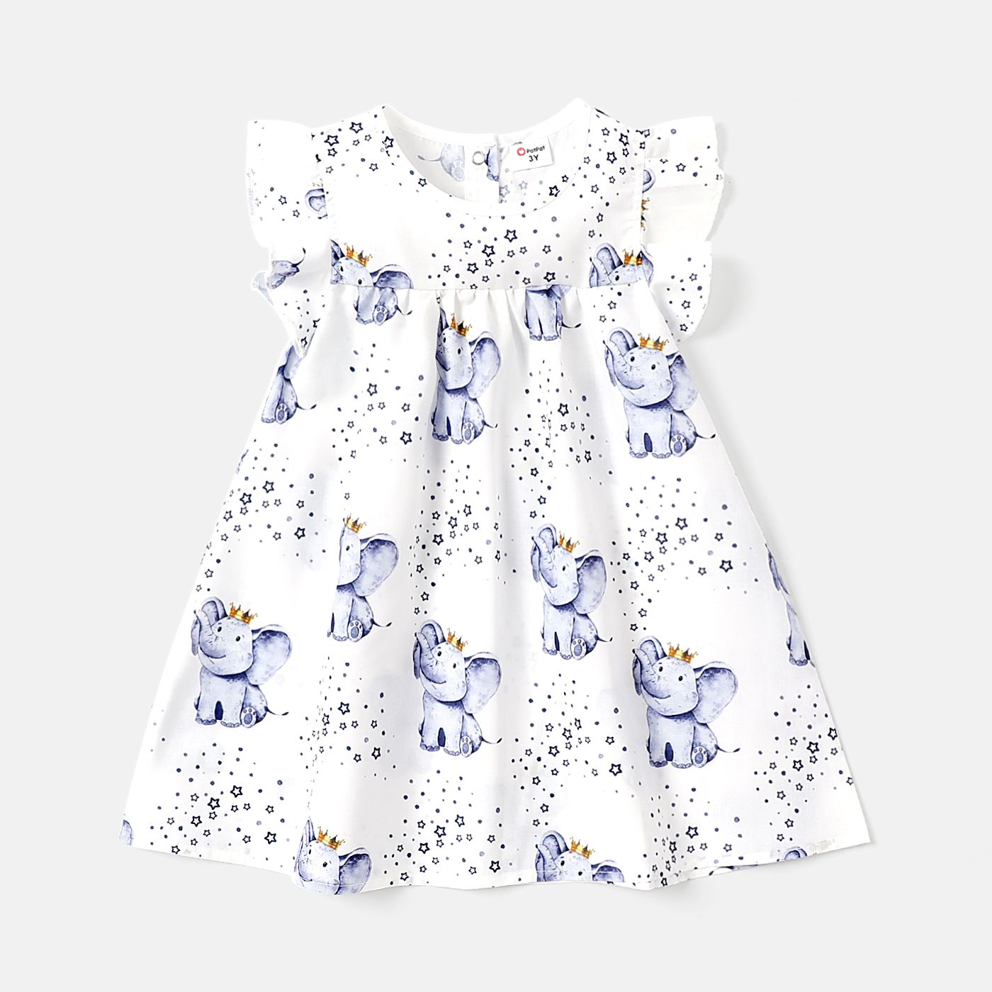 

Toddler Girl Allover Elephant Print Long-sleeve Dress