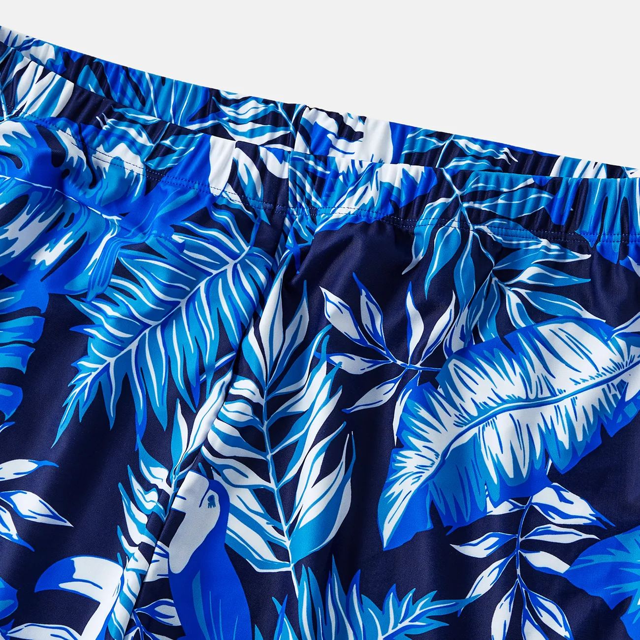 Family Matching Palm Leaves Print Blue One-piece Swimsuit Blue big image 1