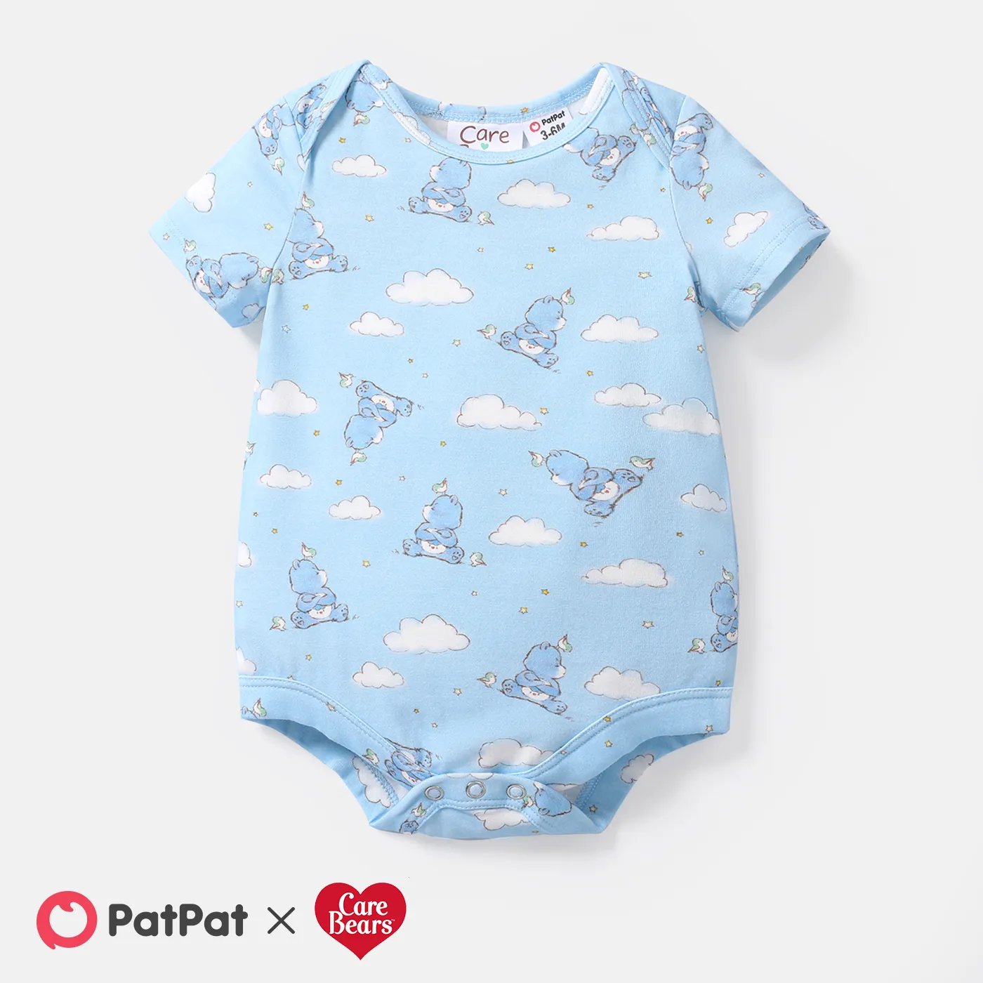 Care Bears Baby Boy/Girl Cotton Short-sleeve Graphic Romper lightbluewhite