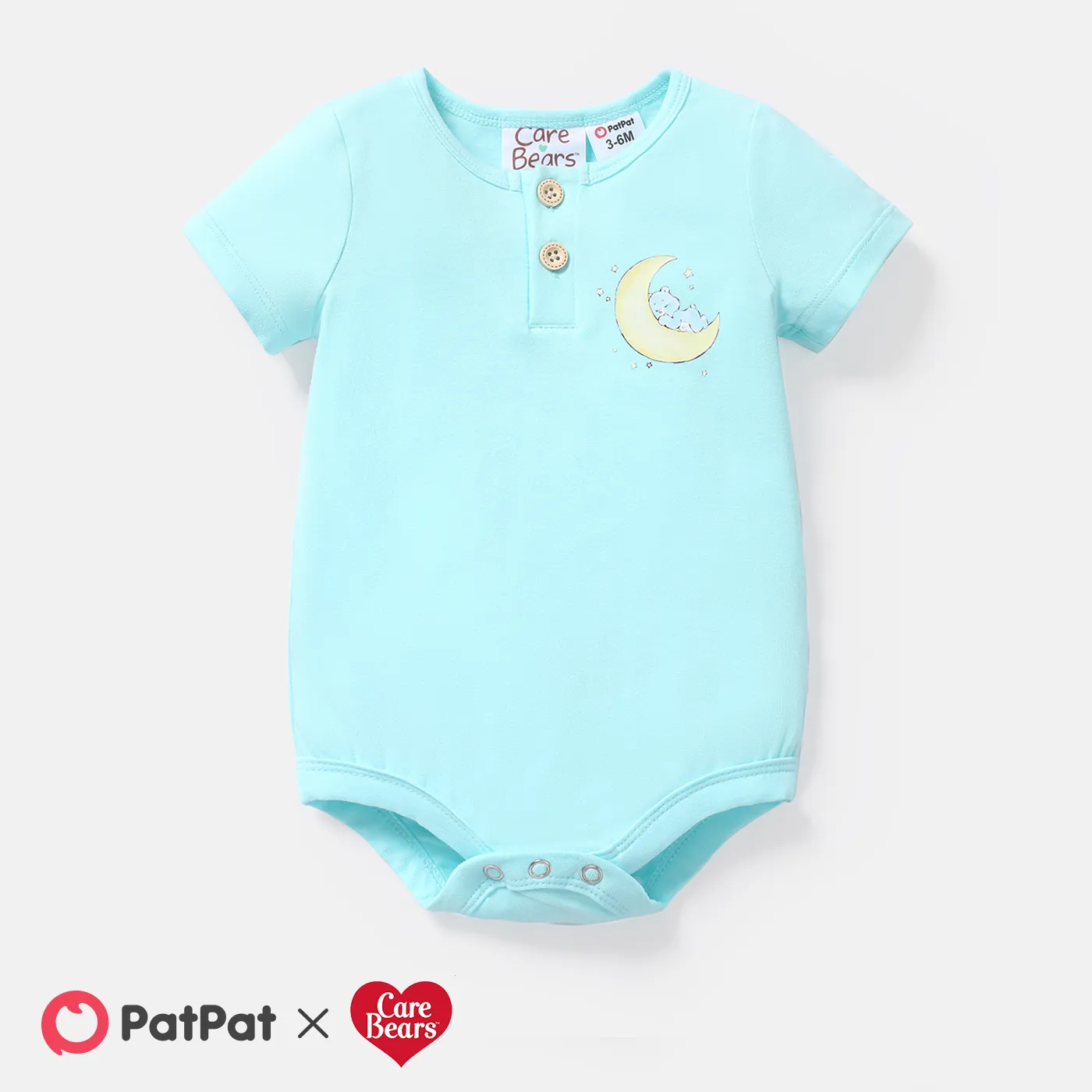 Care Bears Baby Boy/Girl Cotton Short-sleeve Graphic Romper Turquoise big image 1
