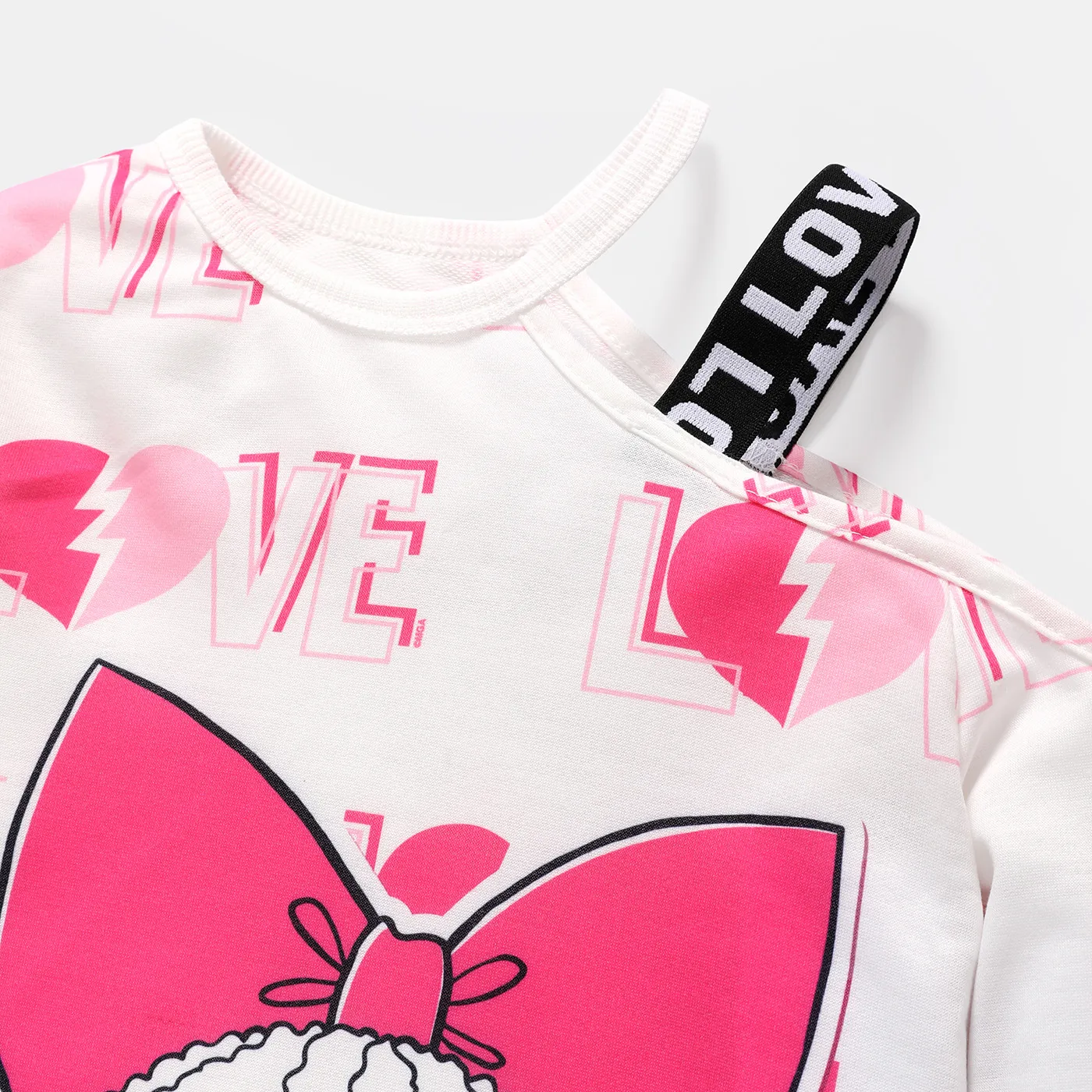L.O.L. SURPRISE! Kid Girl Mother's Day Heart Print One Shoulder Long-sleeve Dress  image 4