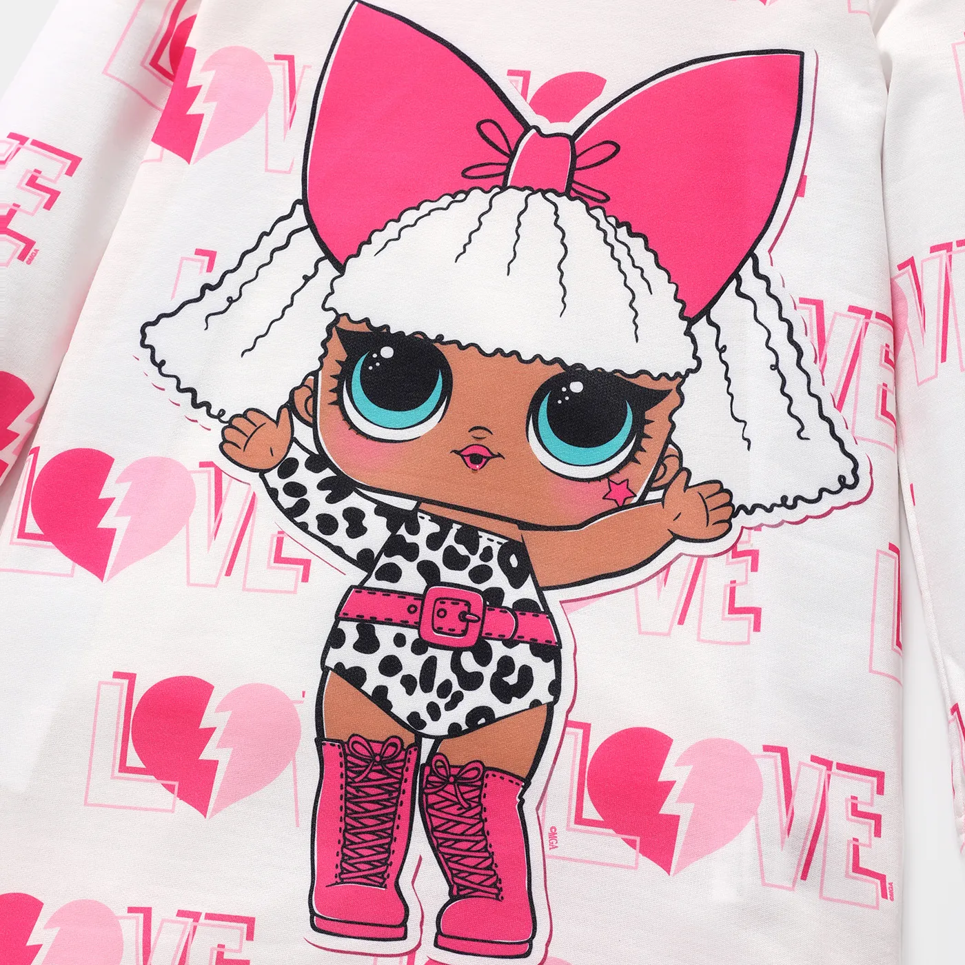 L.O.L. SURPRISE! Kid Girl Mother's Day Heart Print One Shoulder Long-sleeve Dress  image 3