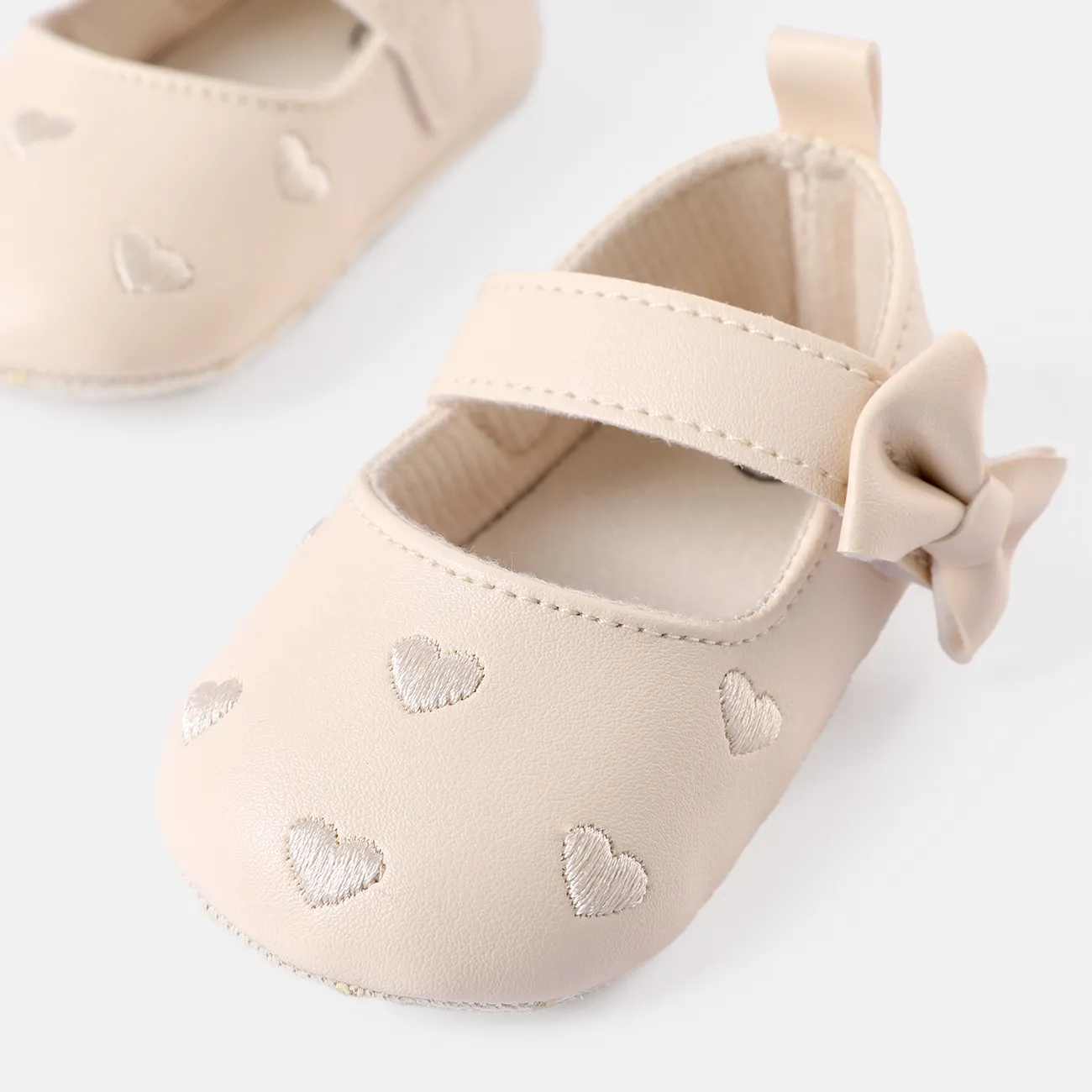 Baby / Toddler Bow Decor Heart Pattern Prewalker Shoes Beige big image 1