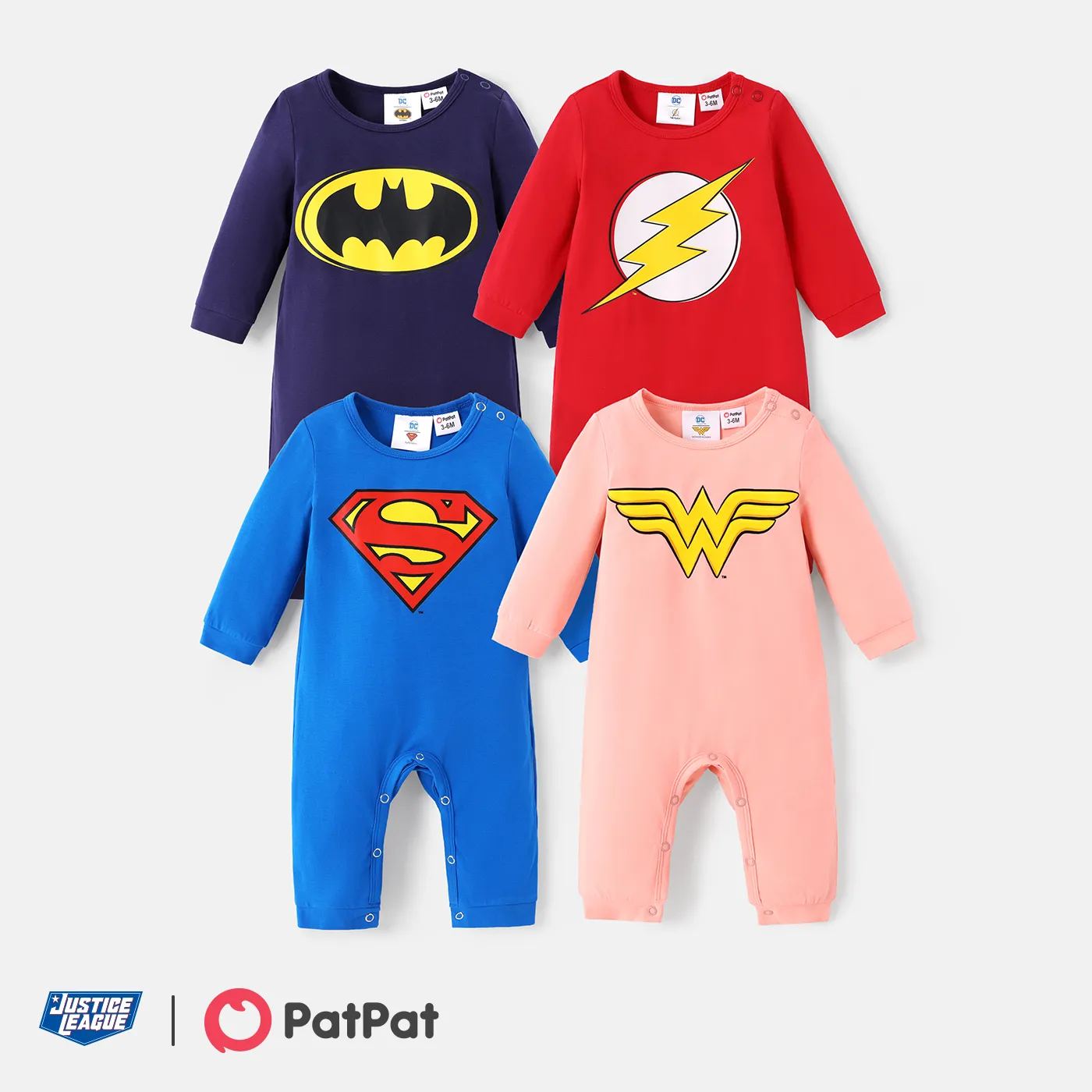 Justice League Baby Boy/Girl Cotton Long-sleeve Graphic Jumpsuit