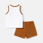 2pcs Baby Boy Bear Embroidered Cotton Tank Top and Solid Shorts Set  image 2