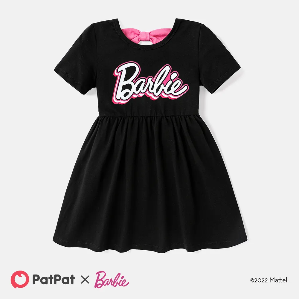 Barbie Toddler/Kid Girl Back Bowknot Design Cotton Short-sleeve Dress  big image 2