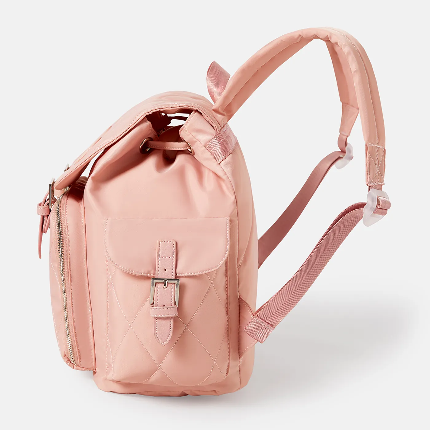 Quilted Diaper Bag Backpack Multifunction Waterproof Travel Back Pack Nappy Changing Bags Mom Bag Pink image 3