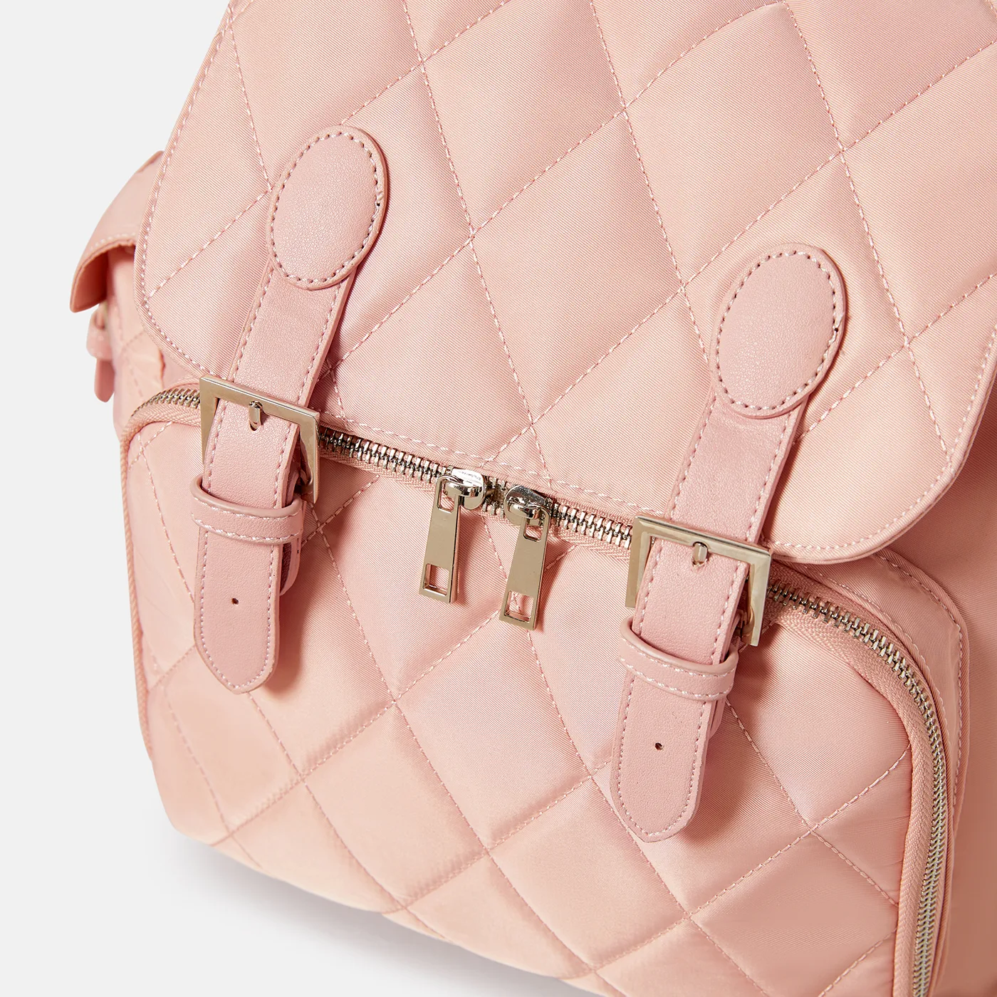 Quilted Diaper Bag Backpack Multifunction Waterproof Travel Back Pack Nappy Changing Bags Mom Bag Pink image 4