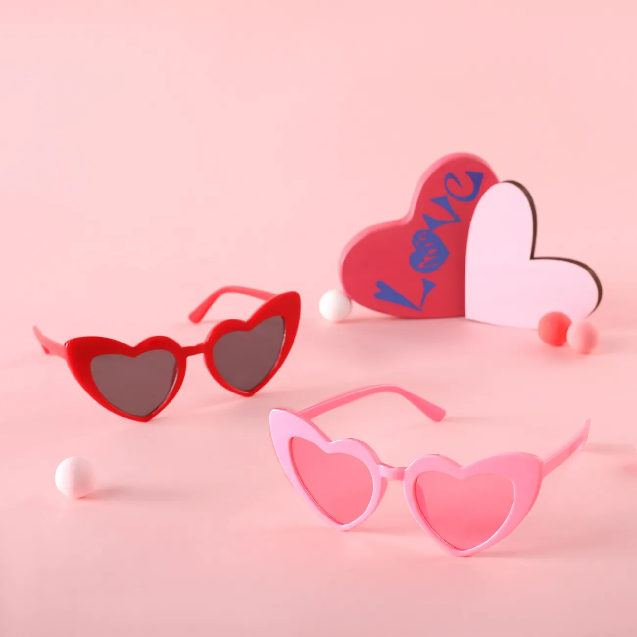 gafas decorativas con montura de corazón para niños Rosado big image 1