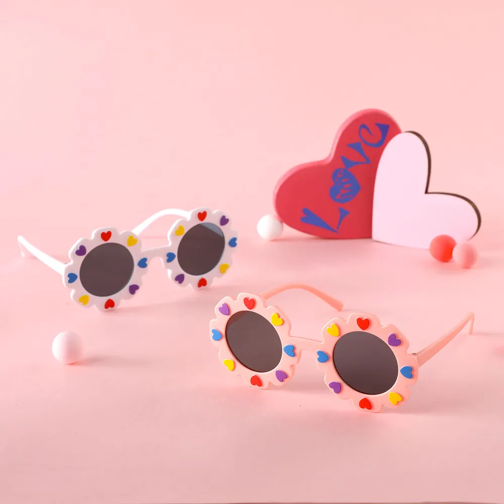 Óculos de armação floral com decoração de coração infantil/criança (com caixa de óculos)  big image 6