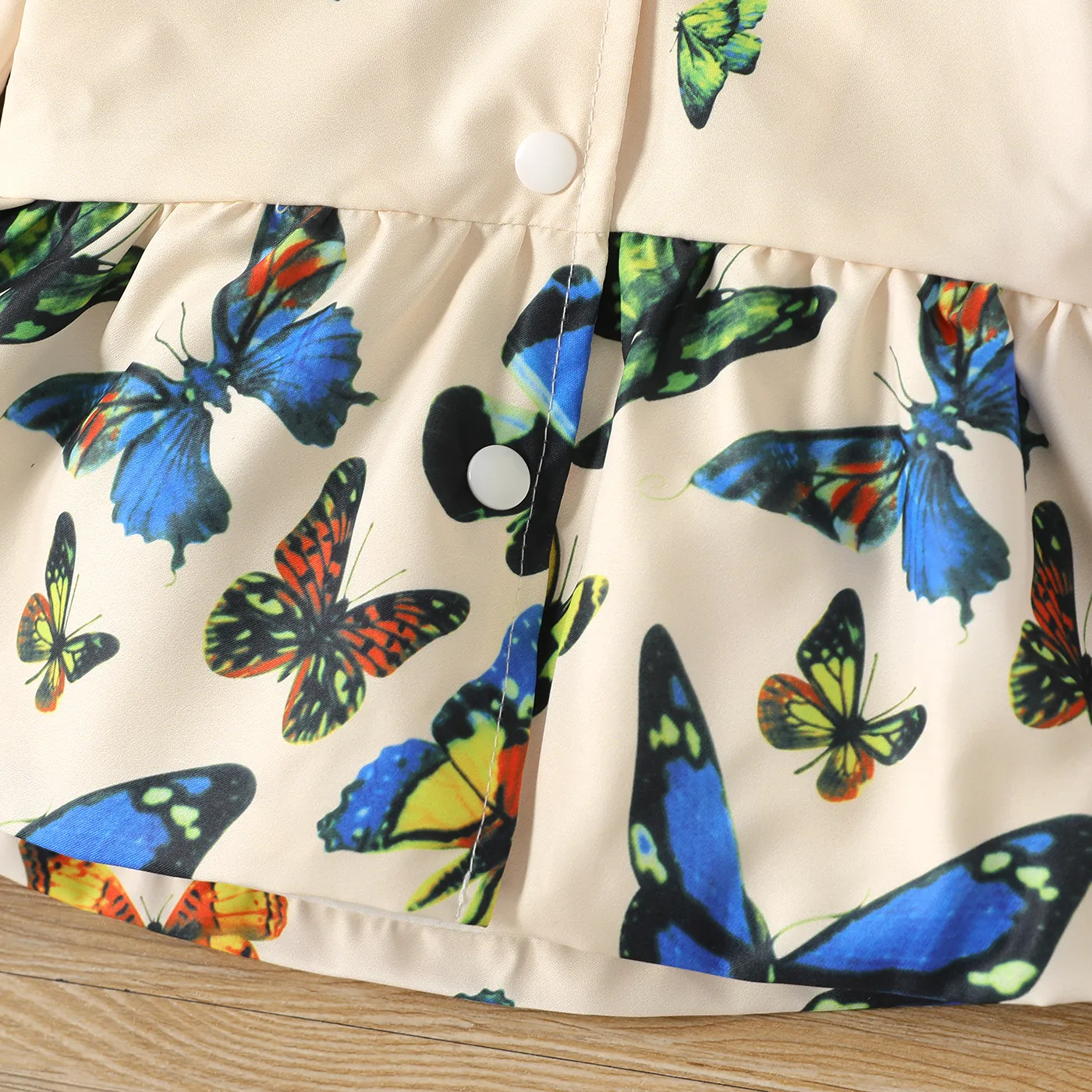 Baby Girl Allover Butterfly Print Hooded Long-sleeve Jacket  image 4