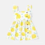 Toddler Girl 100% Cotton Fruit Print/Plaid Ruffled Button Design Slip Dress White