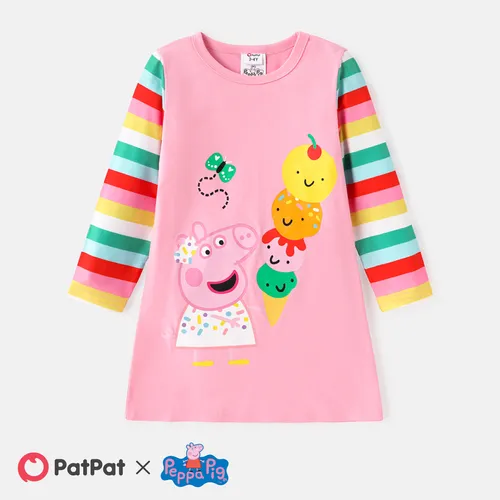 Peppa Pig Toddler Girl Striped Long-sleeve Cotton Dress