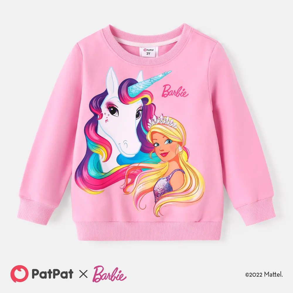 Barbie Toddler Girl Unicorn Print Cotton Pullover Sweatshirt  big image 1