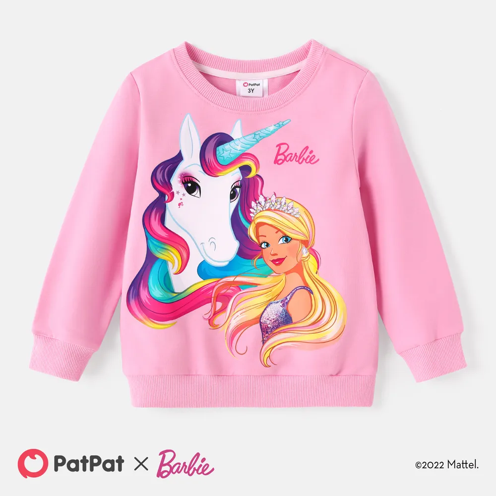 Barbie Toddler Girl Unicorn Print Cotton Pullover Sweatshirt big image 1