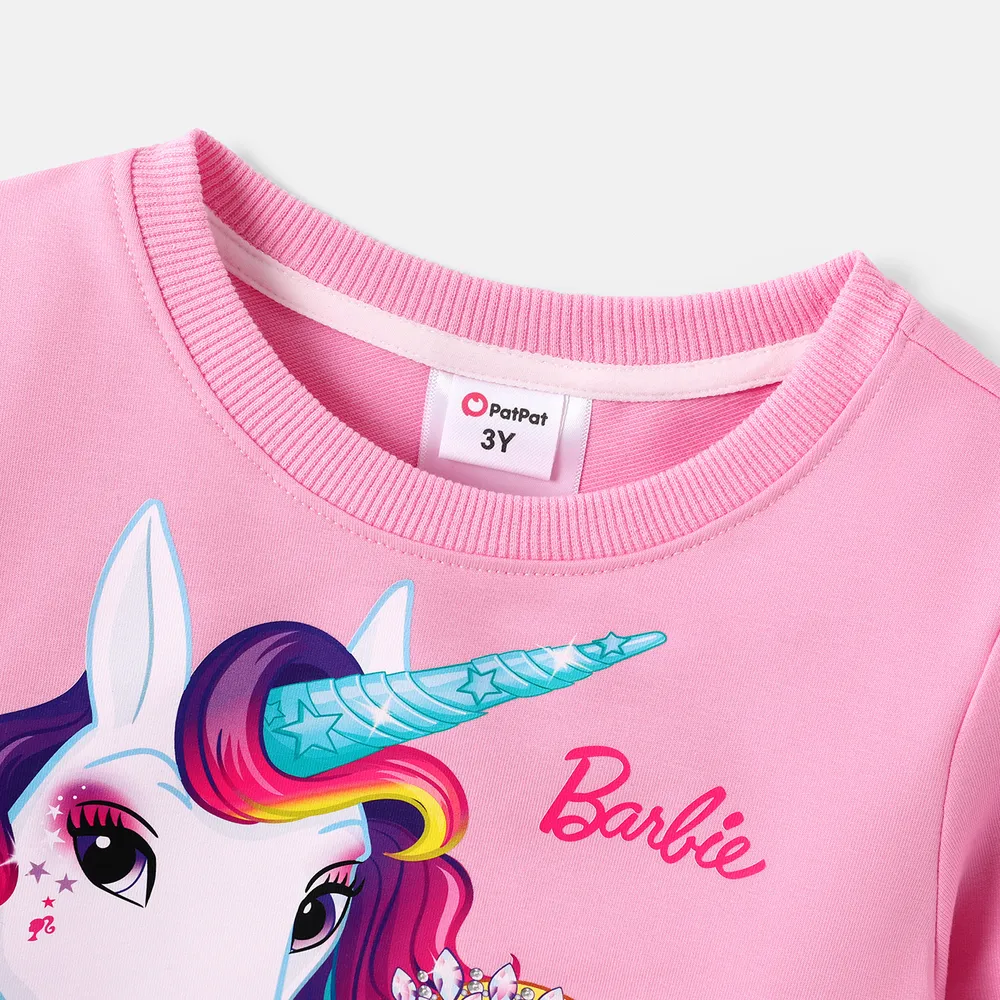 Barbie Toddler Girl Unicorn Print Cotton Pullover Sweatshirt  big image 2