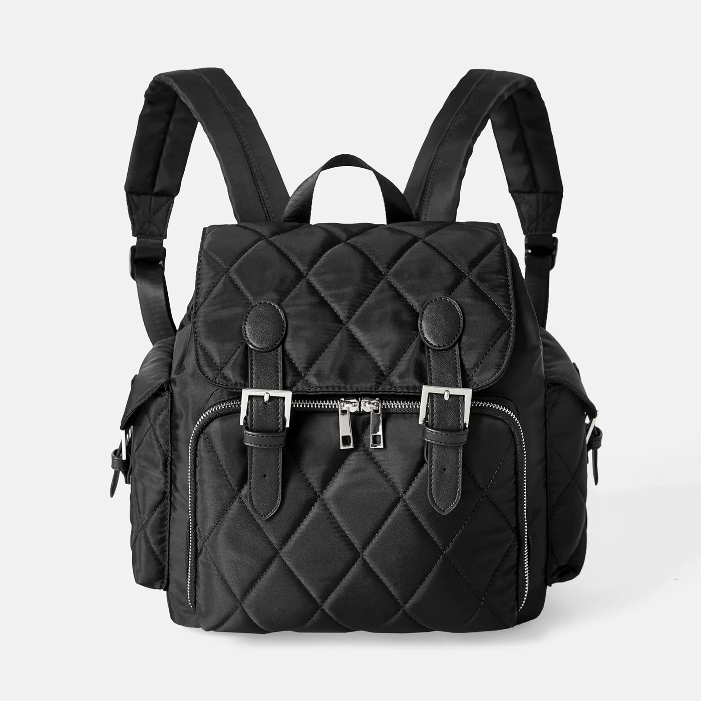 Quilted Diaper Bag Backpack Multifunction Waterproof Travel Back Pack Nappy Changing Bags Mom Bag Black