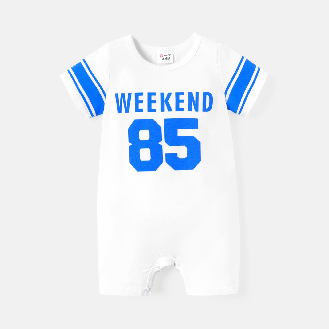 

Baby Boy White Cotton Short-sleeve Number & Letter Print Romper