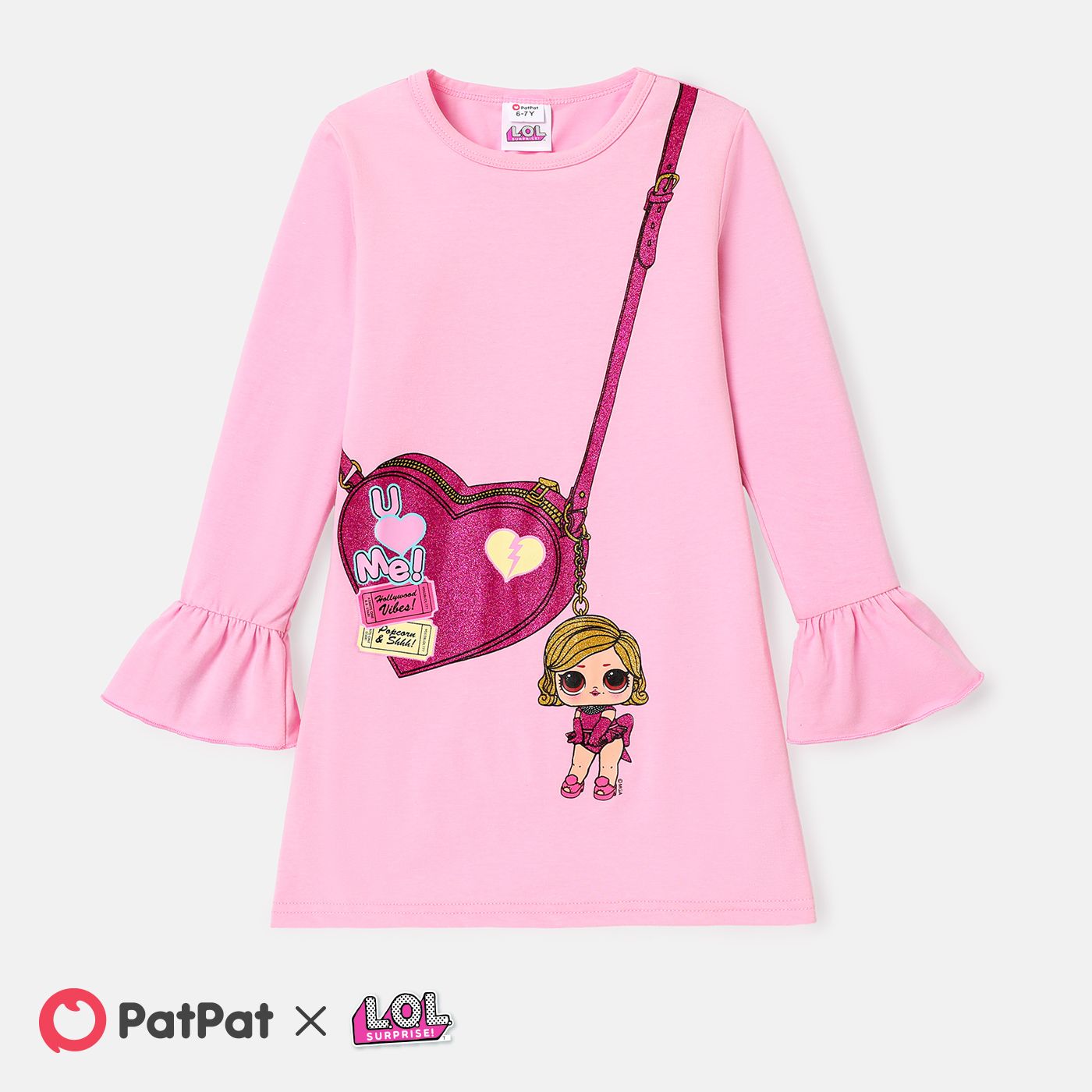 

L.O.L. SURPRISE! Kid Girl Mother's Day Bag Print Long-sleeve Cotton Dress