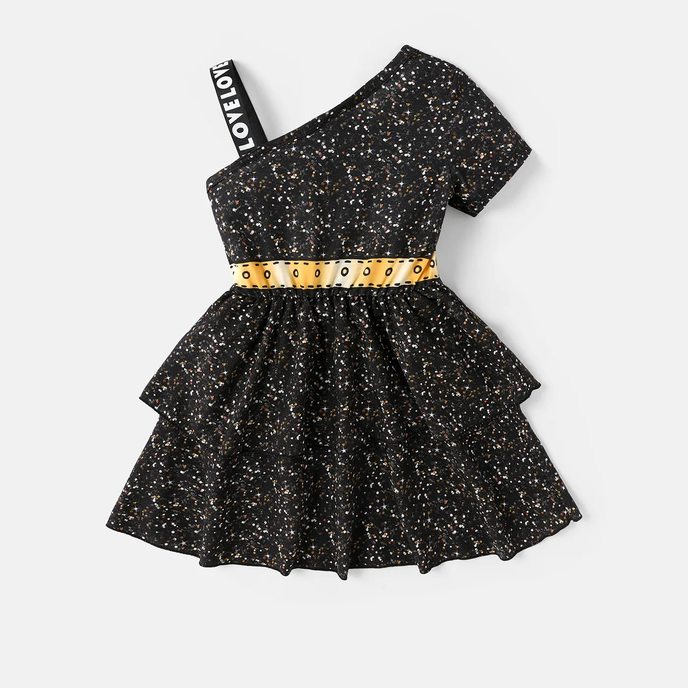 L.O.L. SURPRISE! Kid Girl Figure Print Layered One Shoulder Dress  image 4
