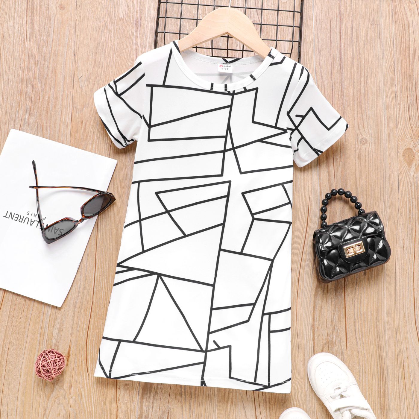 

Kid Girl Geo Print Short-sleeve Dress