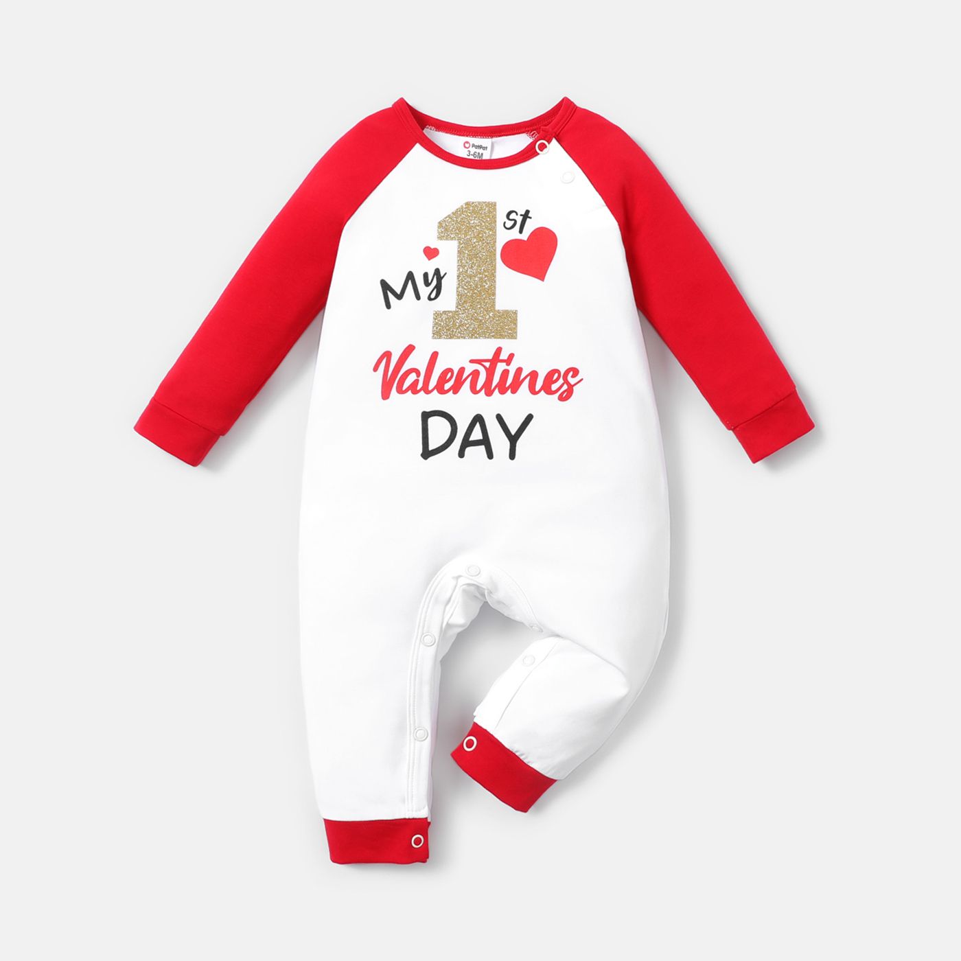 

Valentine's Day Baby Boy/Girl Cotton Raglan Sleeve Letter Print Jumpsuit