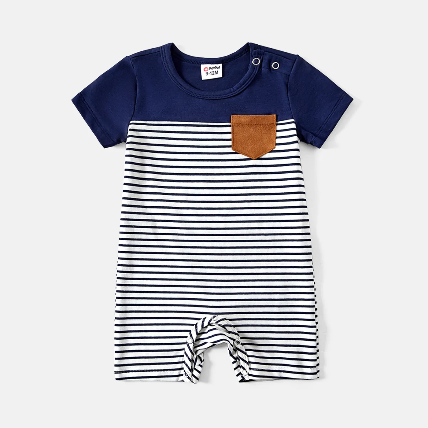 

Family Matching 95% Cotton Short-sleeve Colorblock Striped Tee