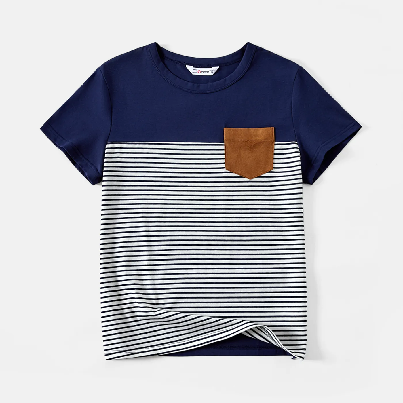 

Family Matching 95% Cotton Short-sleeve Colorblock Striped Tee