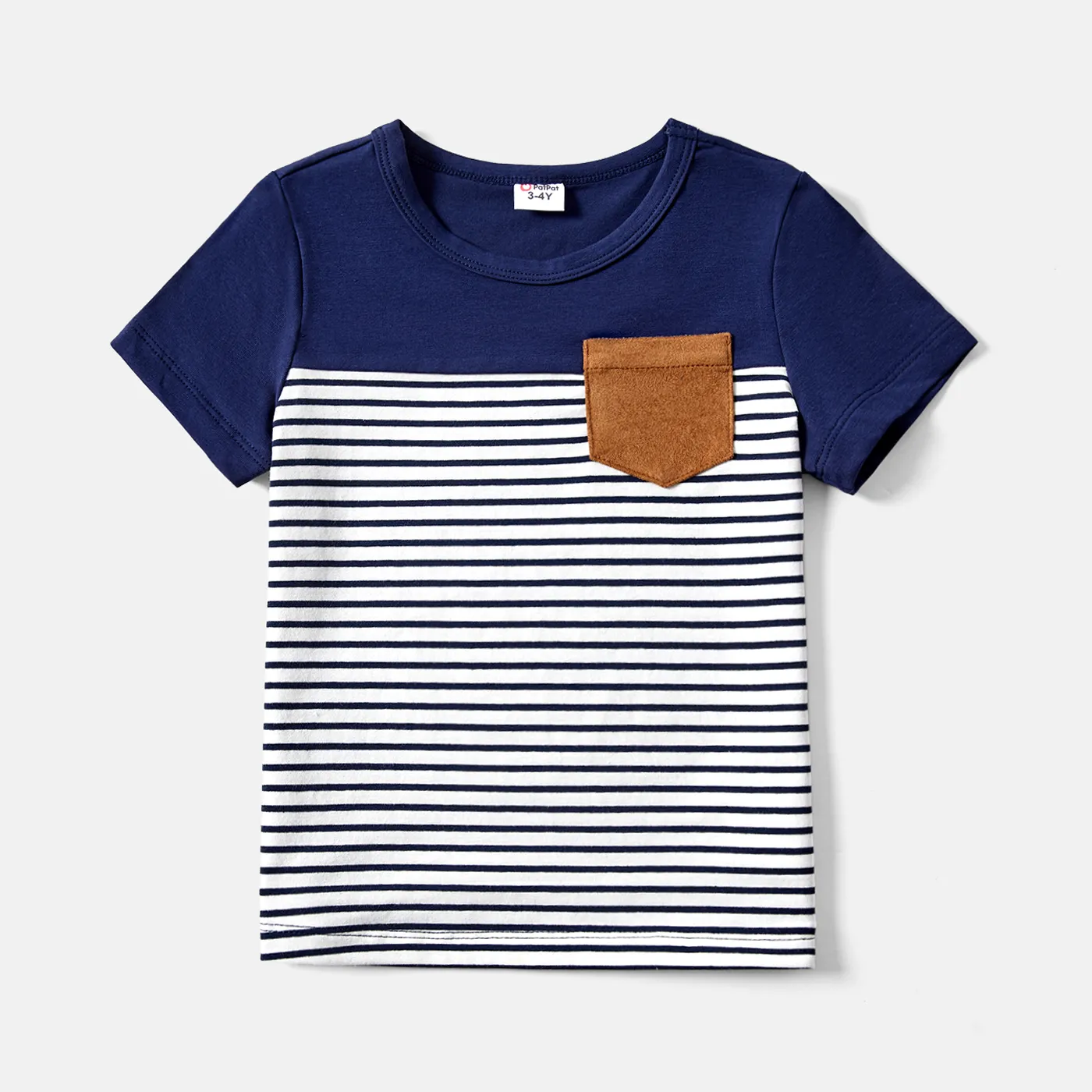 Family Matching 95% Cotton Short-sleeve Colorblock Striped Tee ColorBlock image 5