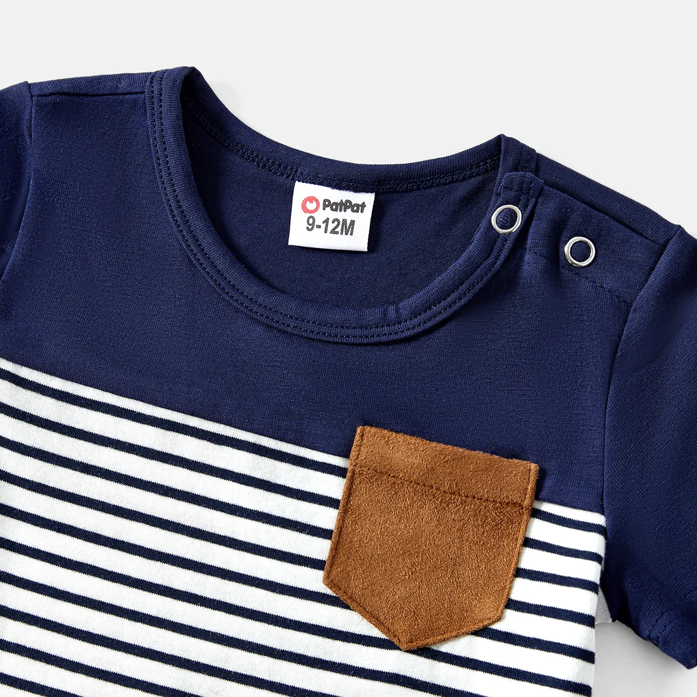 Family Matching 95% Cotton Short-sleeve Colorblock Striped Tee ColorBlock image 3