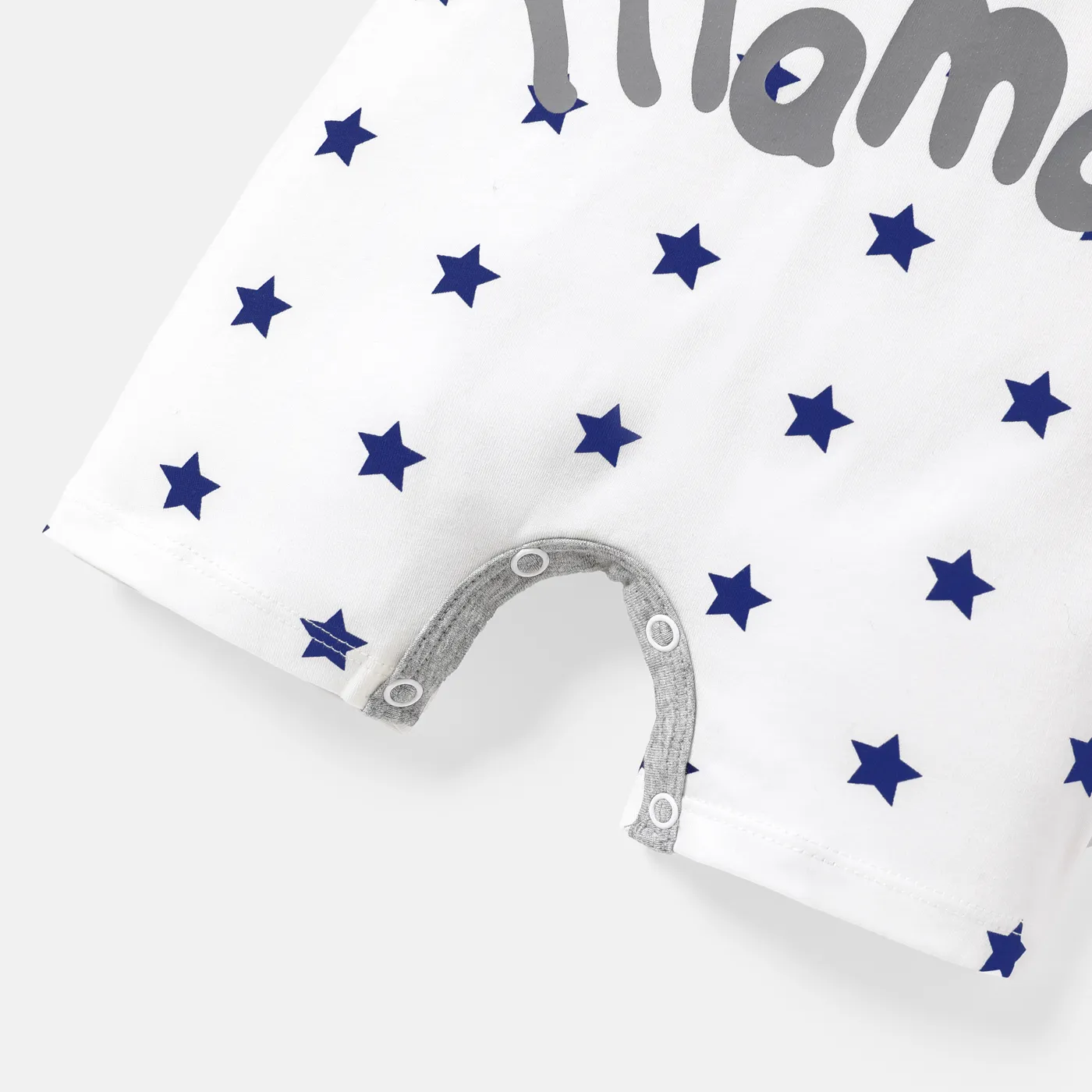 Baby Boy 95% Cotton Short-sleeve Allover Star Print Letter & Heart Graphic Romper ColorBlock image 5