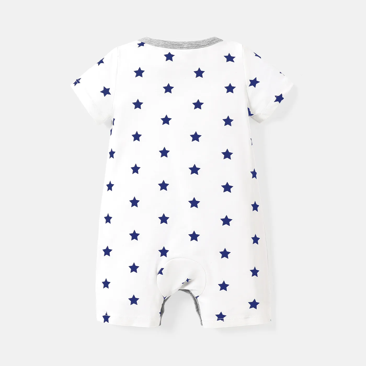 Baby Boy 95% Cotton Short-sleeve Allover Star Print Letter & Heart Graphic Romper ColorBlock image 2