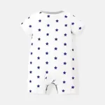 Baby Boy 95% Cotton Short-sleeve Allover Star Print Letter & Heart Graphic Romper  image 2