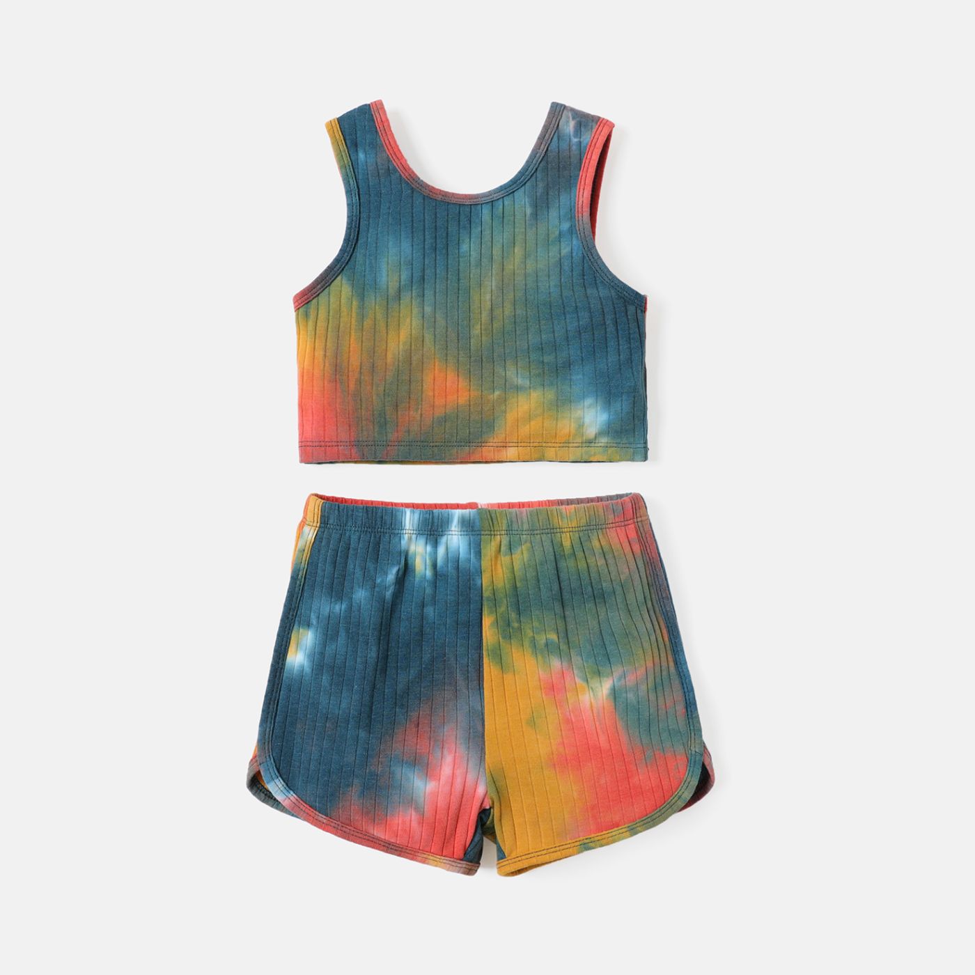 2pcs Toddler Girl Tie Dyed Tank Top and Elasticized Shorts Set