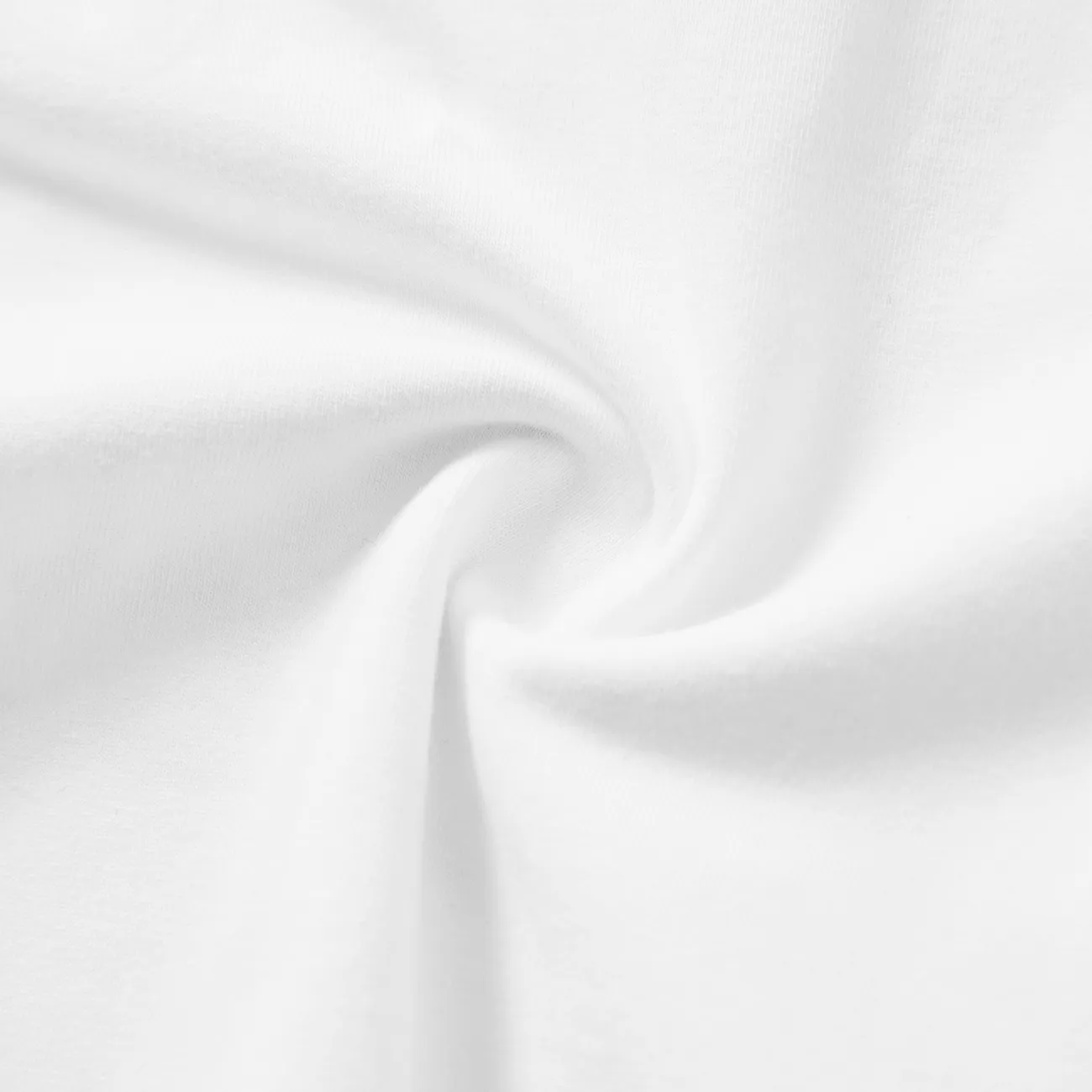 طفلة / فتى قطن تصميم زر إلكتروني طباعة حللا طويلة الأكمام أبيض big image 1